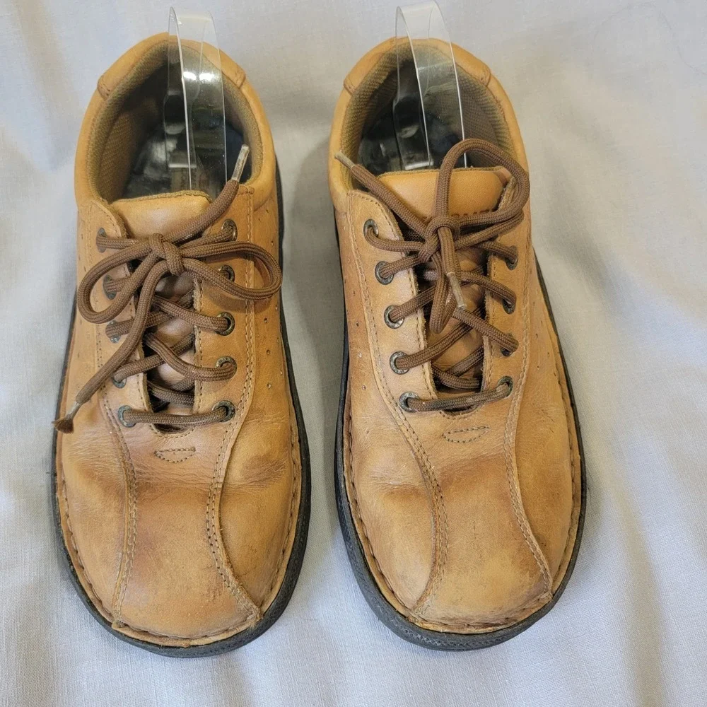 VTG Skechers Y2K Comfort Construction 4037 Tan Leather Casual Oxford Shoes 9.5